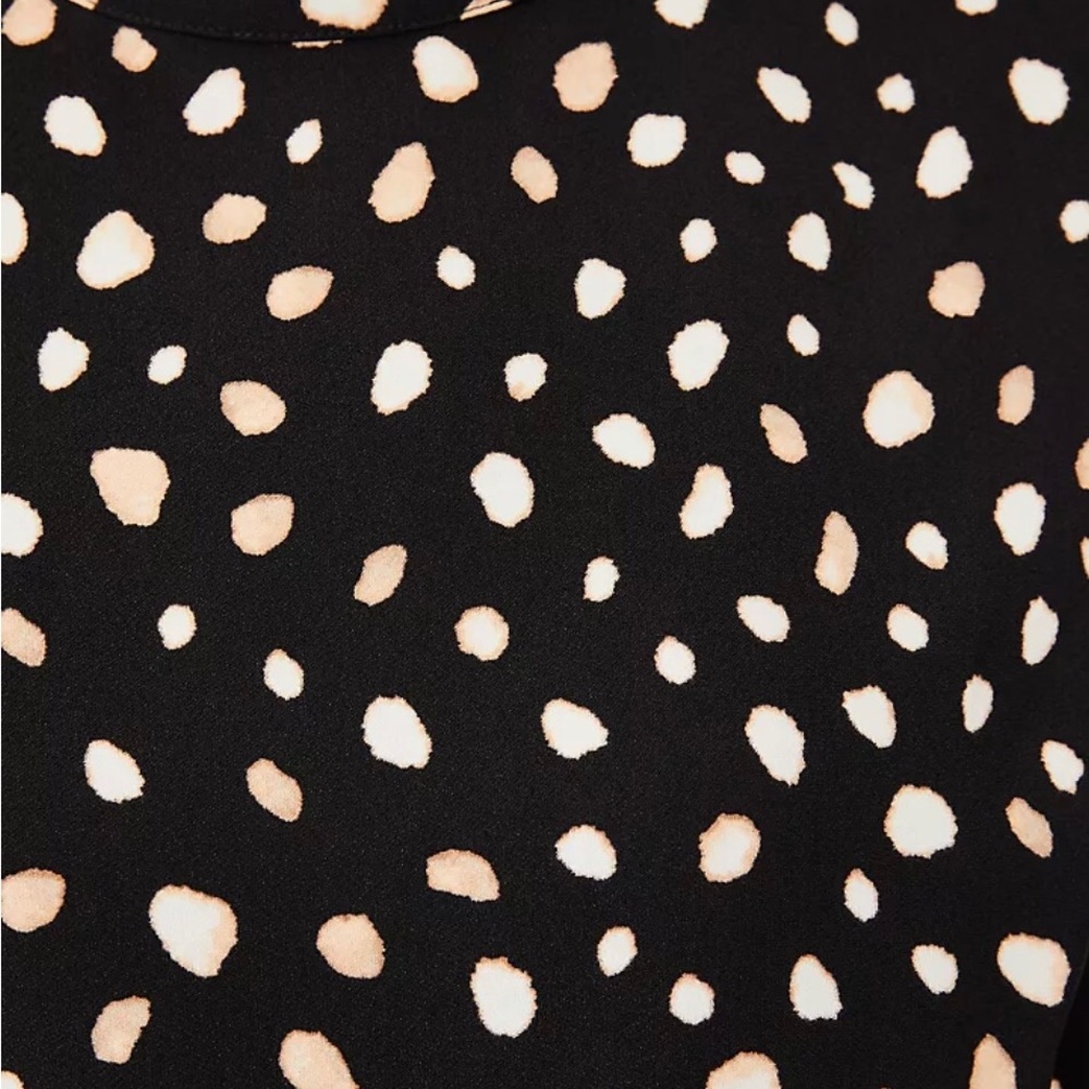 Ann Taylor Black Spotted Mock Neck Midi Dress - Picture 2 of 3